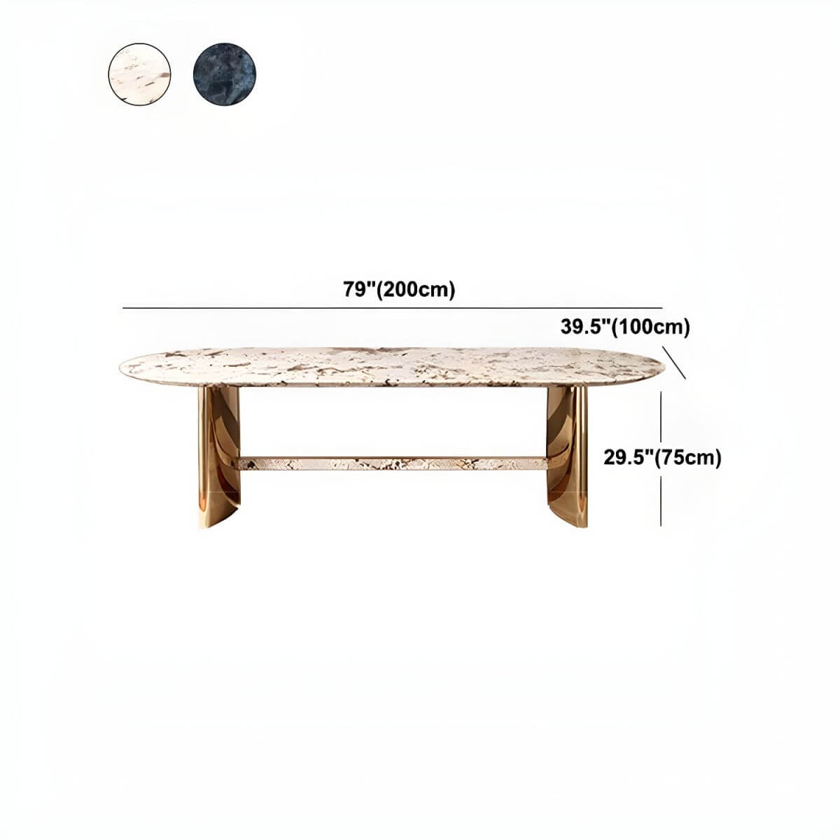 Oval marble dining table with traditional luxury design for home dining rooms