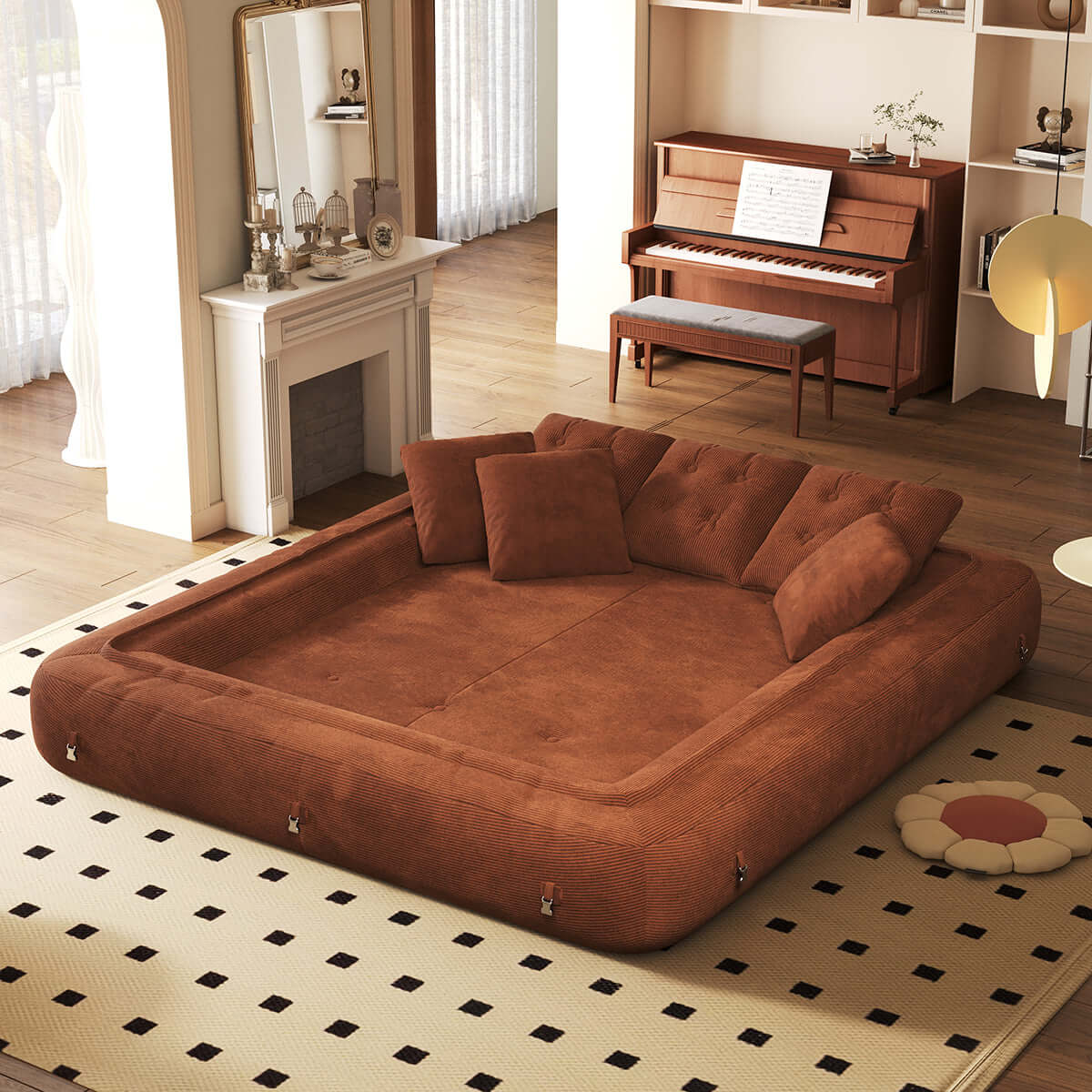 Cocochairs Corduroy Folding Sofa Bed – Pet-Friendly Floor Couch for Pets & People