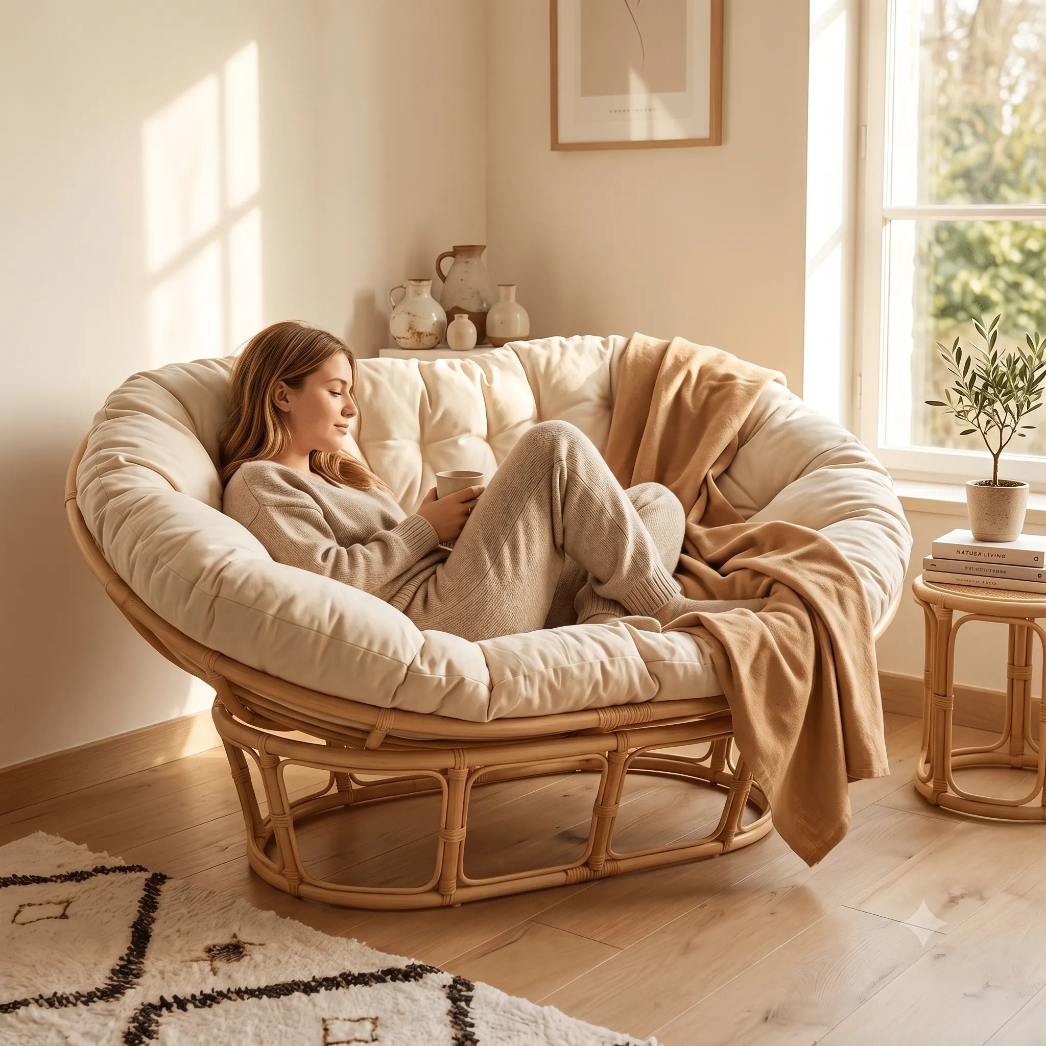 Klassischer Rattan Papasan Sessel - Gemütliche Lounge Ecke