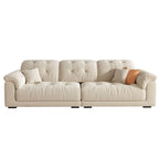 Beige polyester blend sofa with tufted back and pillow top arms, modern and comfortable seating