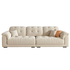 Modern Beige Polyester Blend Sofa with Tufted Back and Pillow Top Arm Sofa