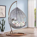 Oxidation resistant tropical magenta and grey basket alloy framed porch swing with stand and cushions main product image