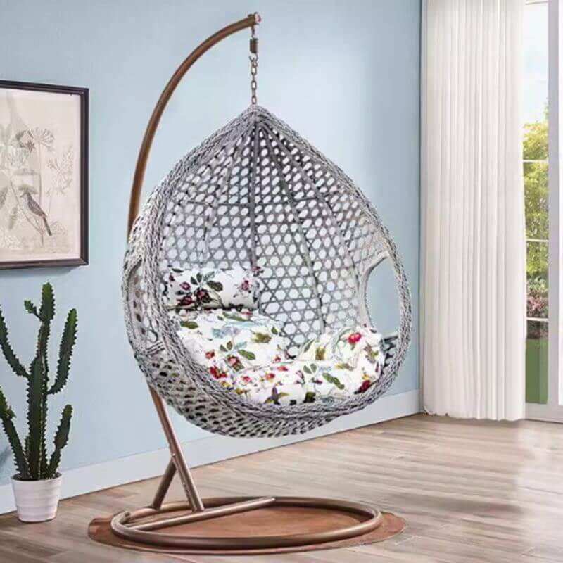 Oxidation resistant tropical magenta and grey basket alloy framed porch swing with stand and cushions main product image