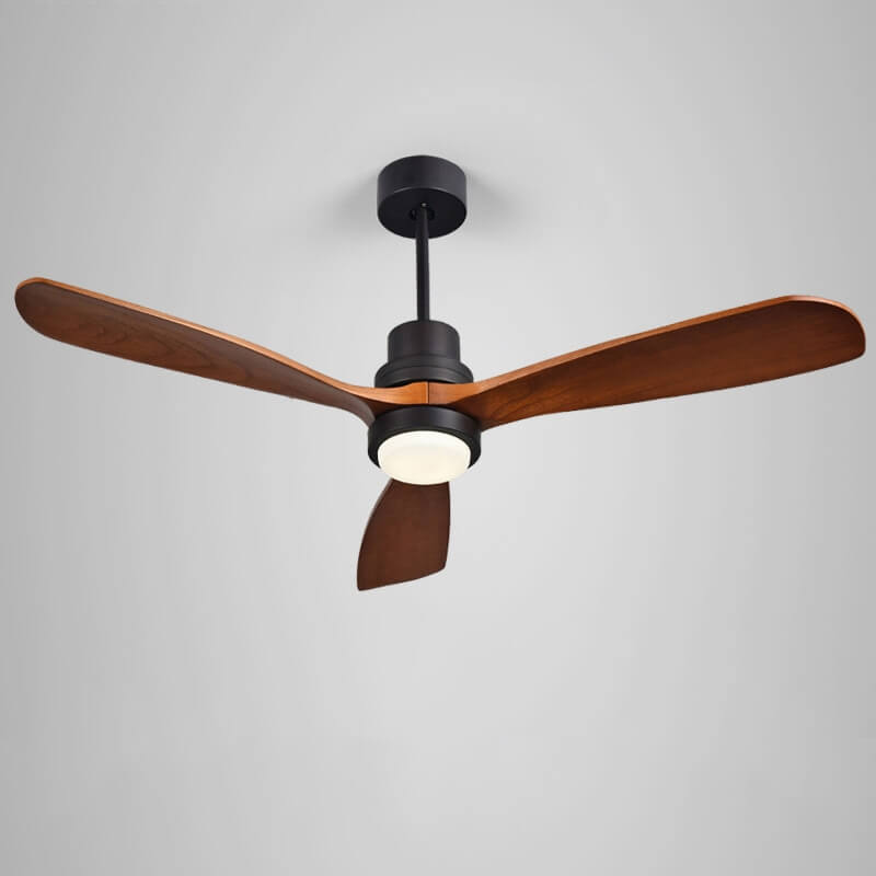52-Inch Modern Ceiling Fan with Light and Walnut Blades