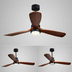52-Inch Modern Ceiling Fan with Light and Walnut Blades