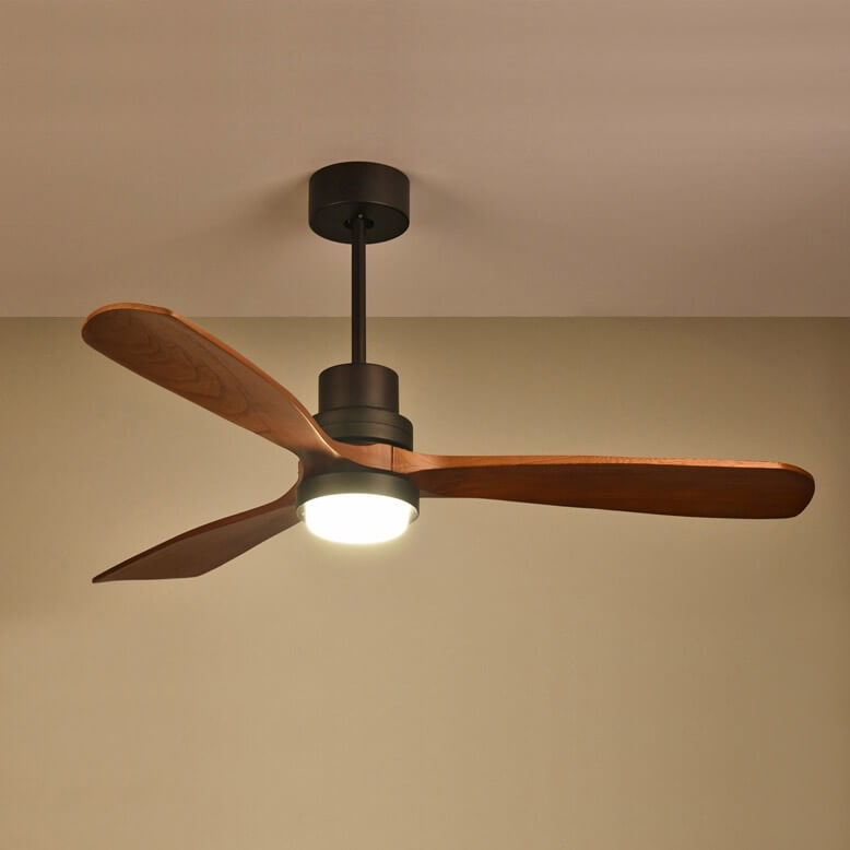 52-Inch Modern Ceiling Fan with Light and Walnut Blades