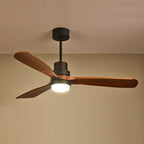 52-Inch Modern Ceiling Fan with Light and Walnut Blades