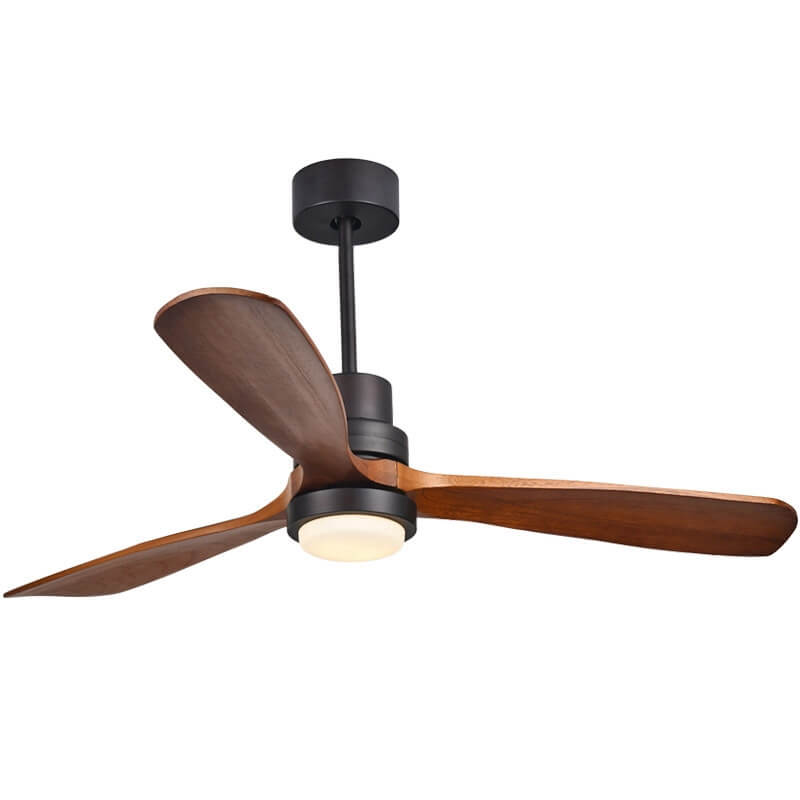 52-Inch Modern Ceiling Fan with Light and Walnut Blades