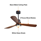 52-Inch Modern Ceiling Fan with Light and Walnut Blades