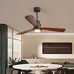 52-Inch Modern Ceiling Fan with Light and Walnut Blades