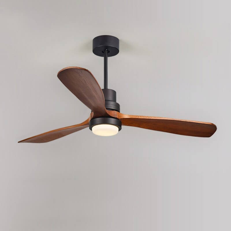 52-Inch Modern Ceiling Fan with Light and Walnut Blades