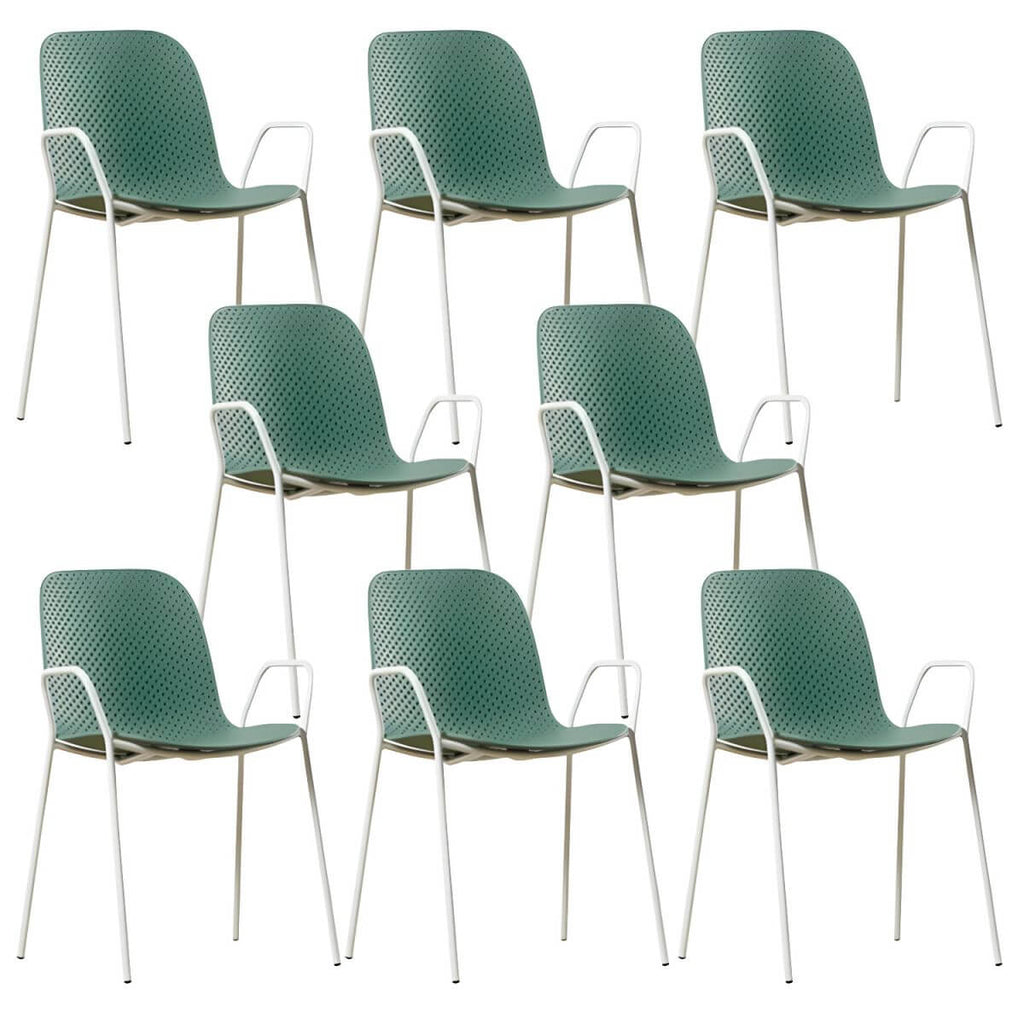 Scandinavian stackable kitchen chair with plastic and acrylic seat and metal legs