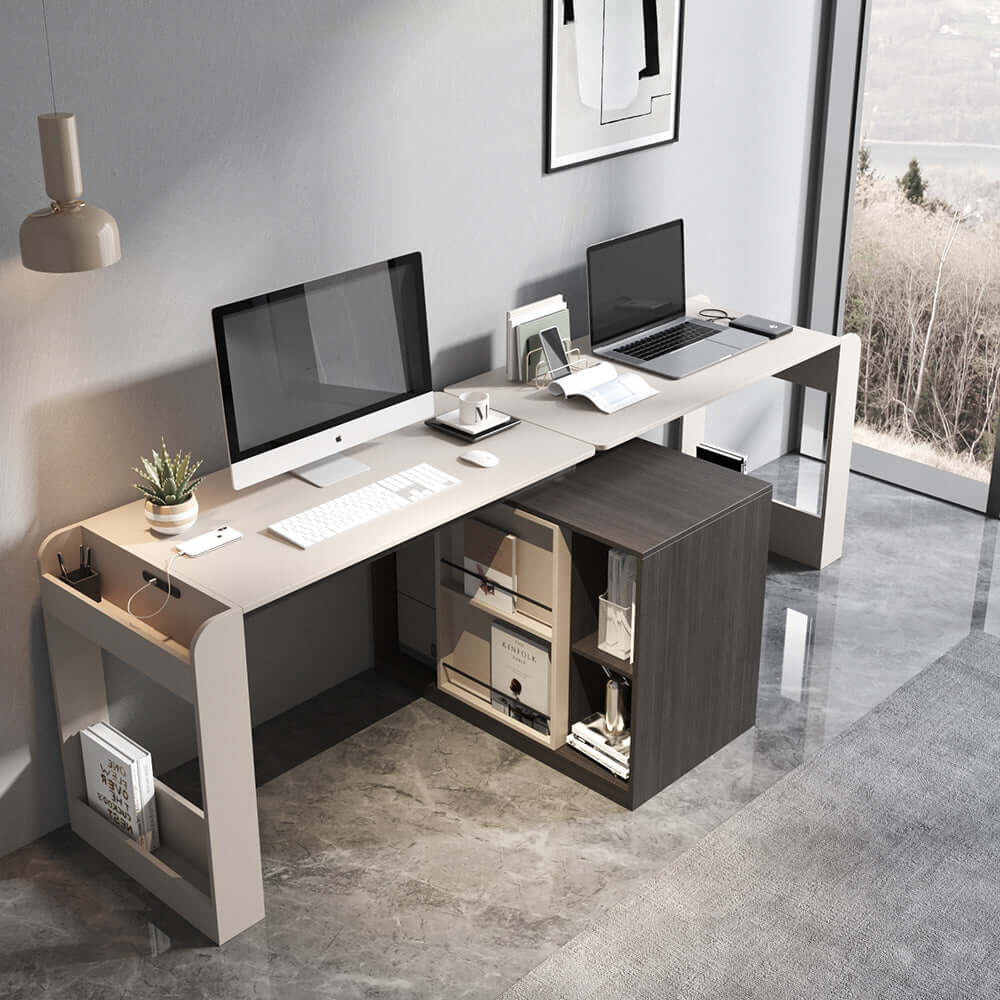 Luxury L-shaped corner desk designed for a home office workspace