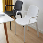 Acrylic modern plastic dining chair with solid back, 32 inches high, ideal for restaurant seating
