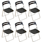 Modern collapsible open back side chair made of plastic and acrylic, ideal for kitchen and dining areas