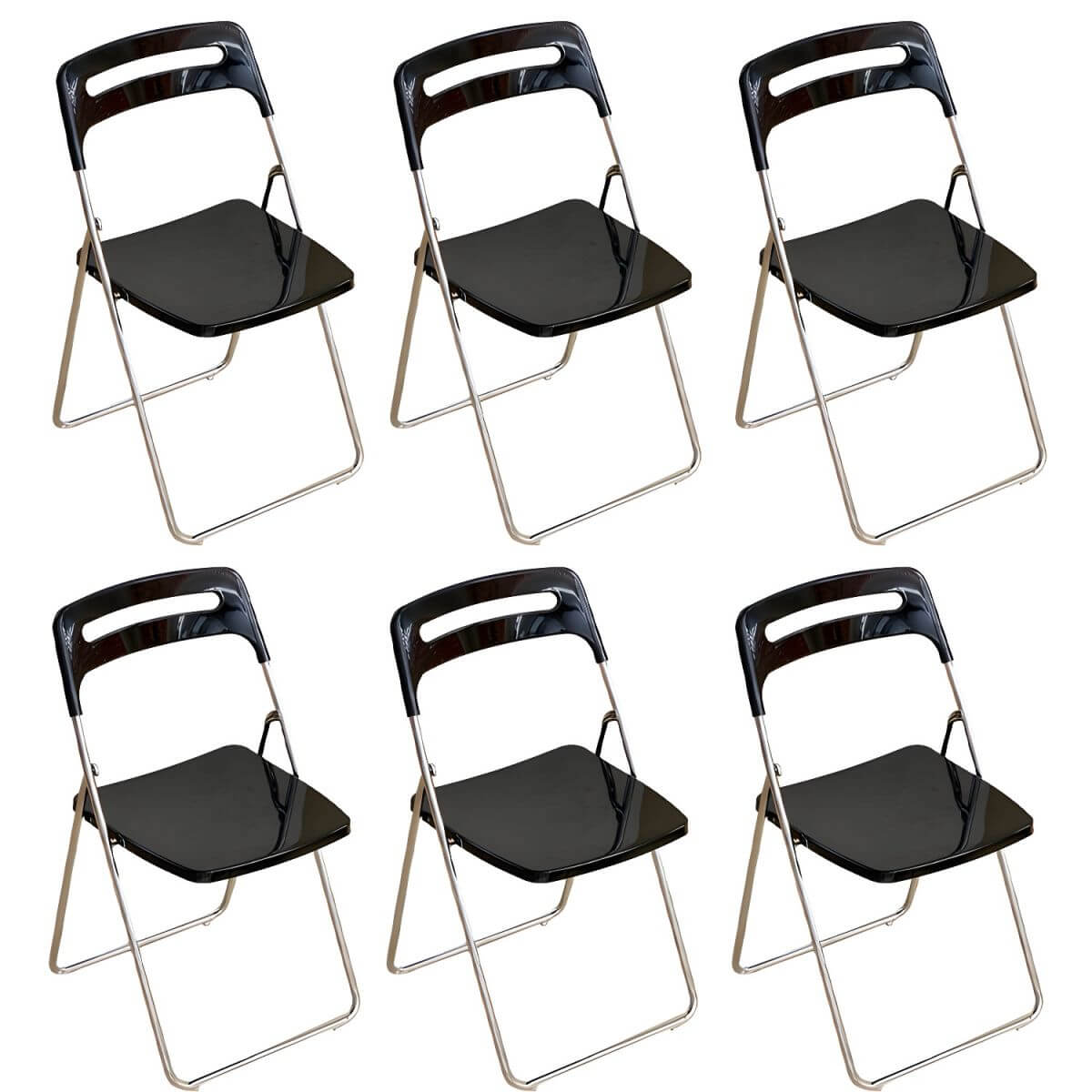 Modern collapsible open back side chair made of plastic and acrylic, ideal for kitchen and dining areas