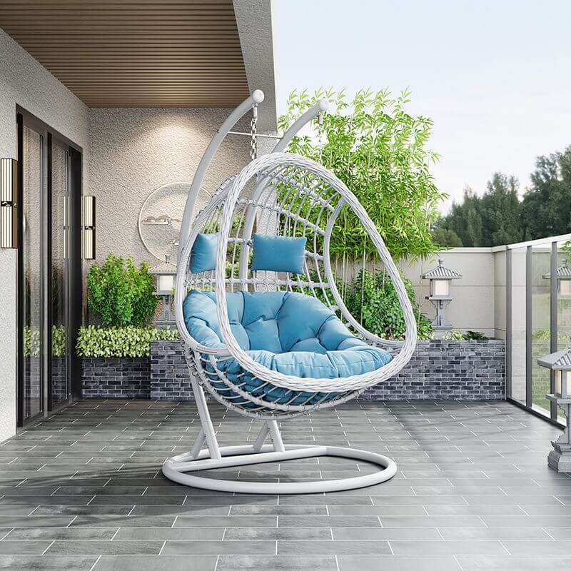 Tropical alloy framed porch swing egg chair with stand and chain included