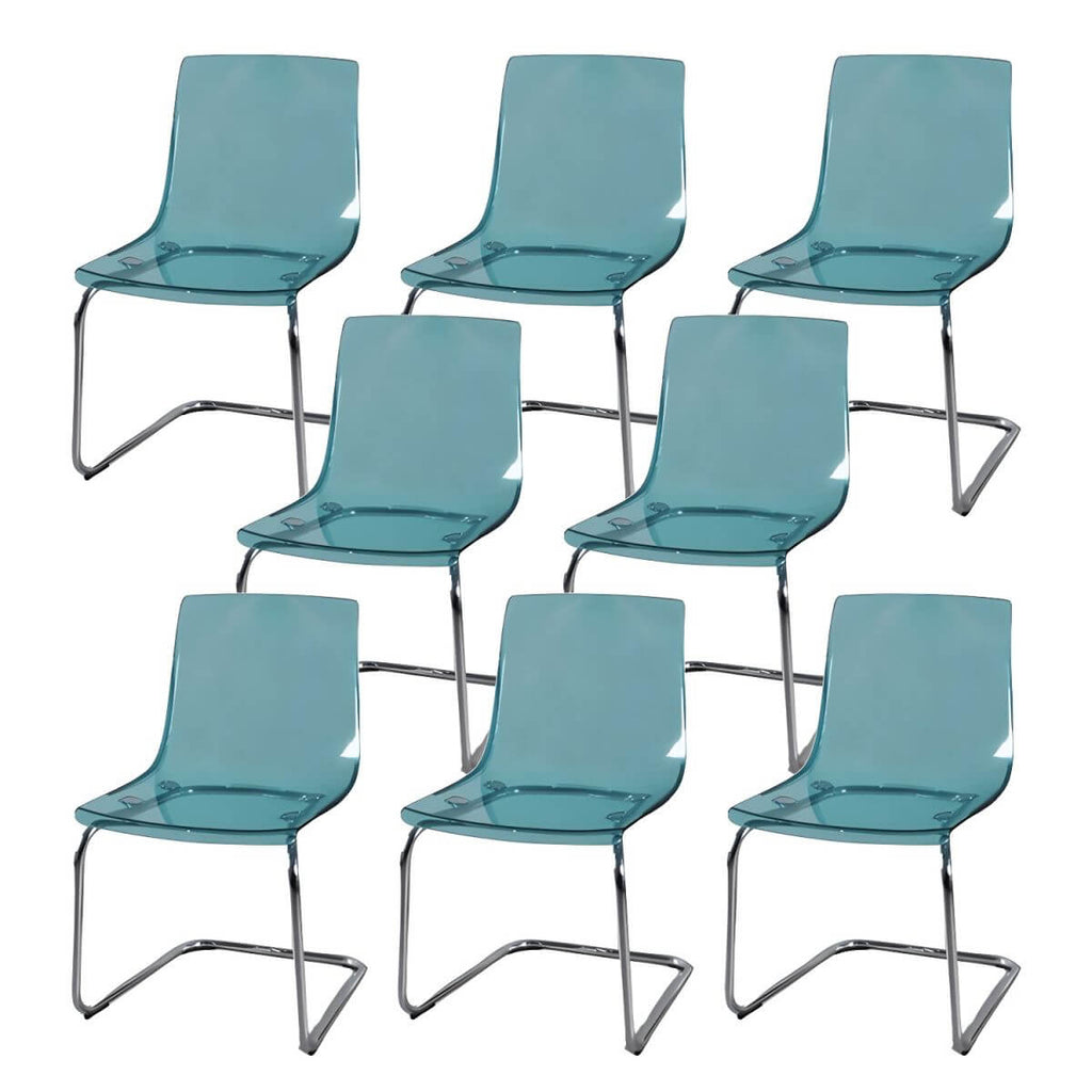Scandinavian style low back side chair made of plastic and acrylic, ideal for kitchen and dining areas