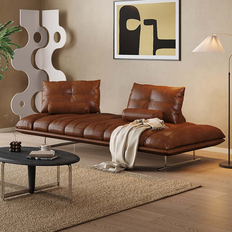 Double sided leather upholstered sofa designed for living room comfort and style