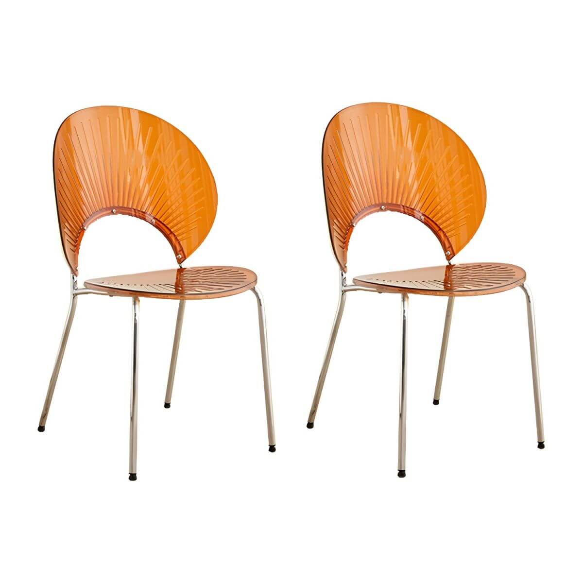 Scandinavian style stackable armless side chair made of plastic and acrylic for dining