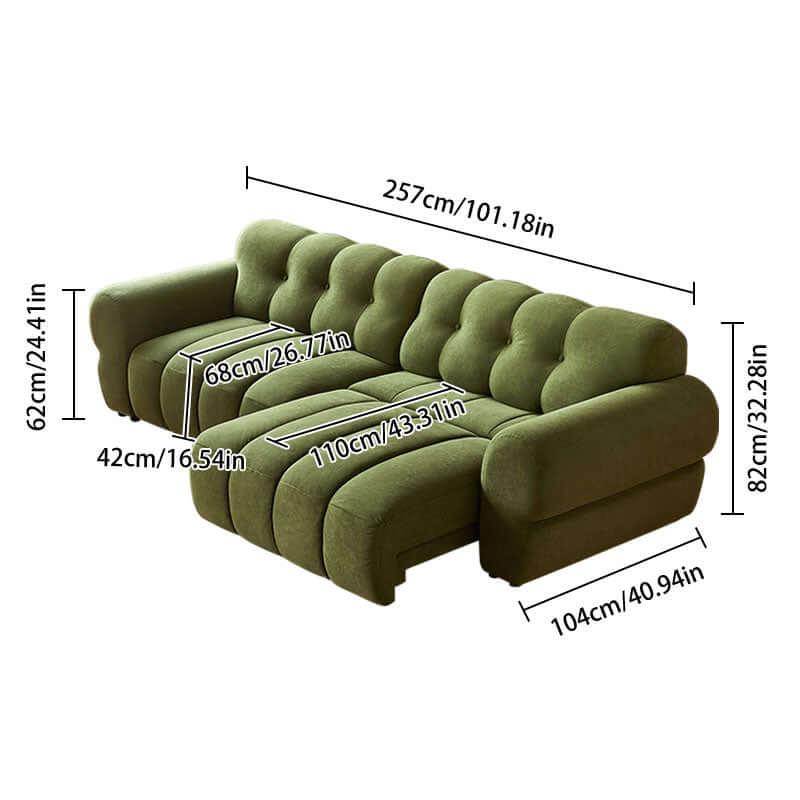 Smart electric reclining sofa with extendable green microfiber velvet upholstery