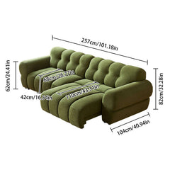 101.18" Smart Electric Reclining Sofa–Extendable Green Microfiber Velvet Couch