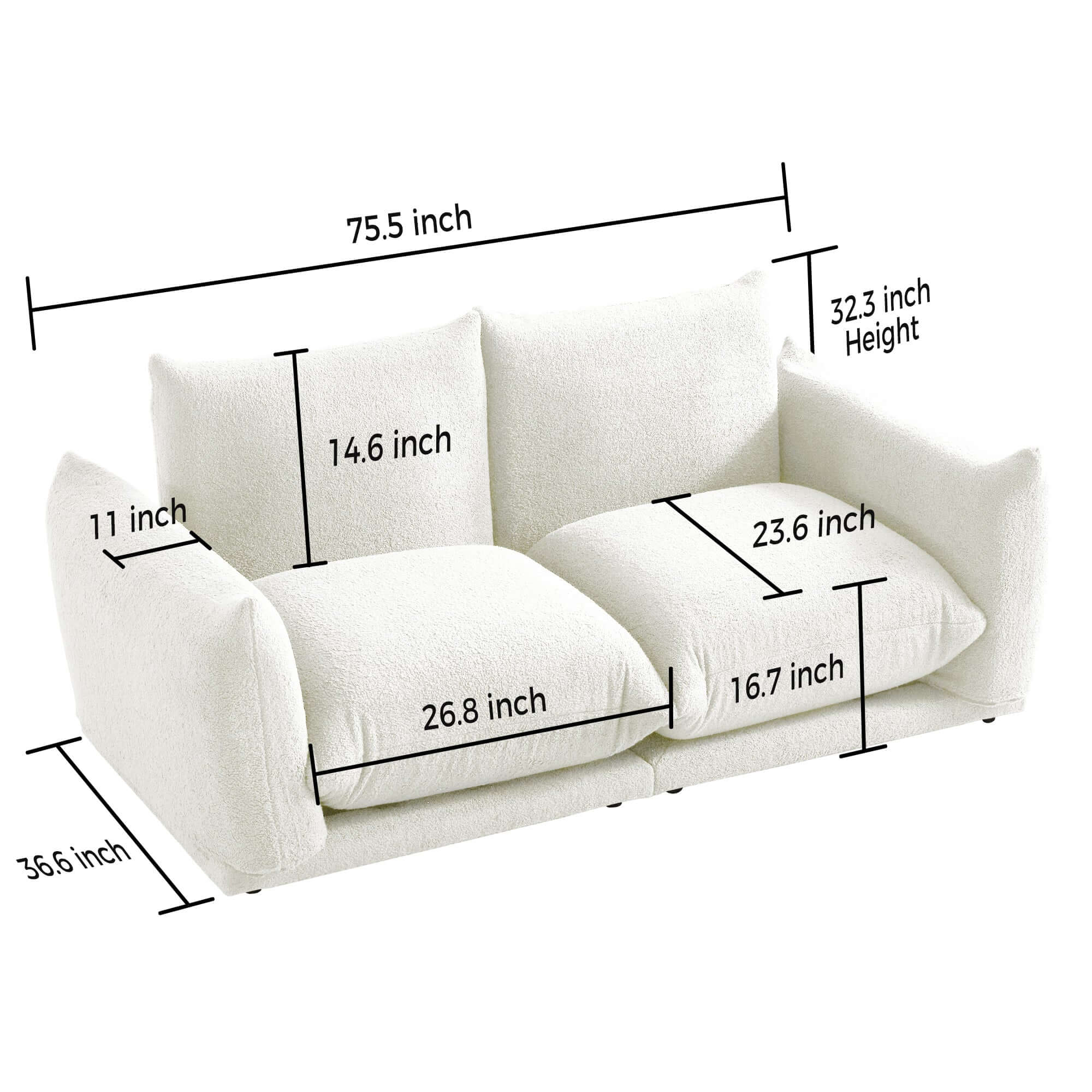 Oversized modern modular cloud sectional couch with lambswool fabric and chaise lounge