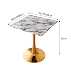 Modern marble table with sturdy metal base, perfect for adding a timeless aesthetic to any space