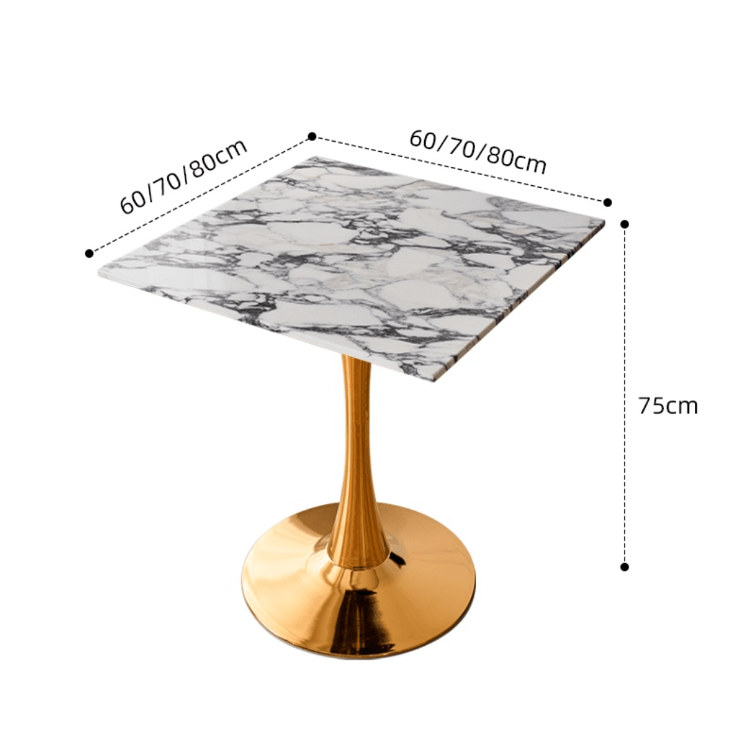 Modern marble table with sturdy metal base, perfect for adding a timeless aesthetic to any space