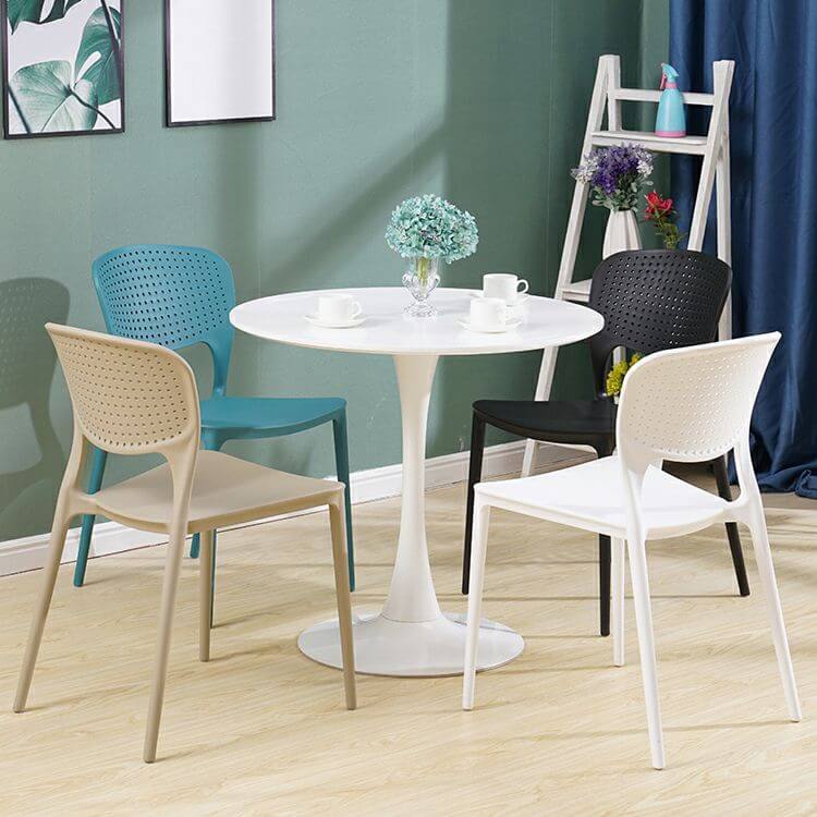 Stackable Scandinavian style plastic and acrylic side chair for dining room