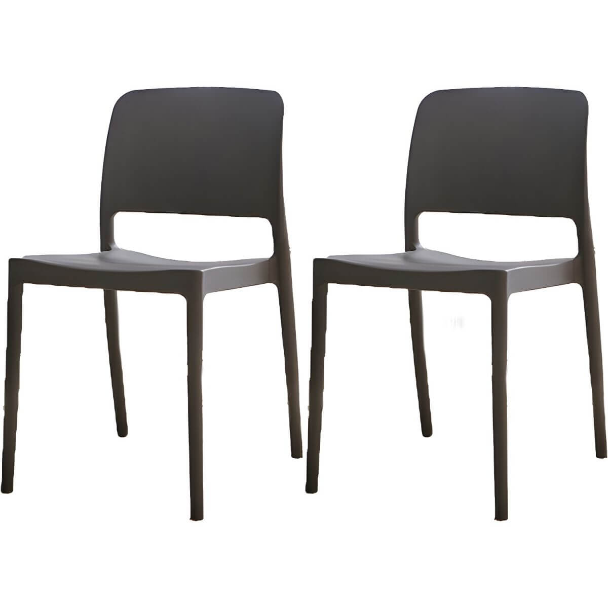 Scandinavian plastic and acrylic dining chair with low backrest and armless design