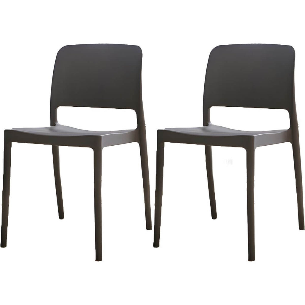 Scandinavian plastic and acrylic dining chair with low backrest and armless design