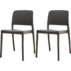 Scandinavian plastic and acrylic dining chair with low backrest and armless design