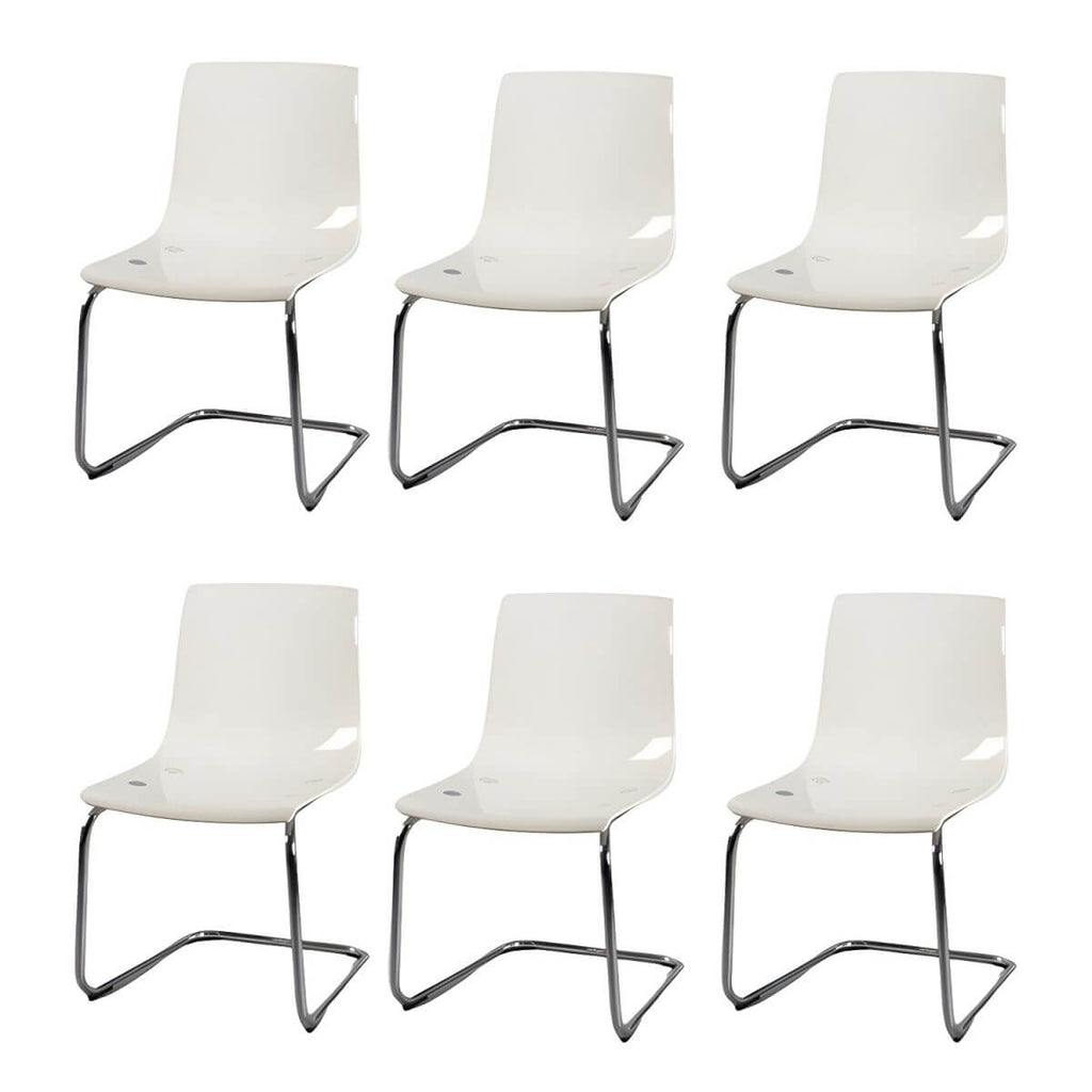 Scandinavian style low back side chair made of plastic and acrylic, ideal for kitchen and dining areas