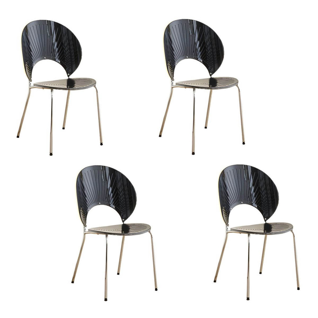 Scandinavian style stackable armless side chair made of plastic and acrylic for dining
