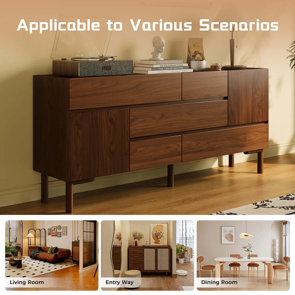 Cocochairs Modern Sideboard Credenza – Entryway, Living Room & Dining Storage Cabinet