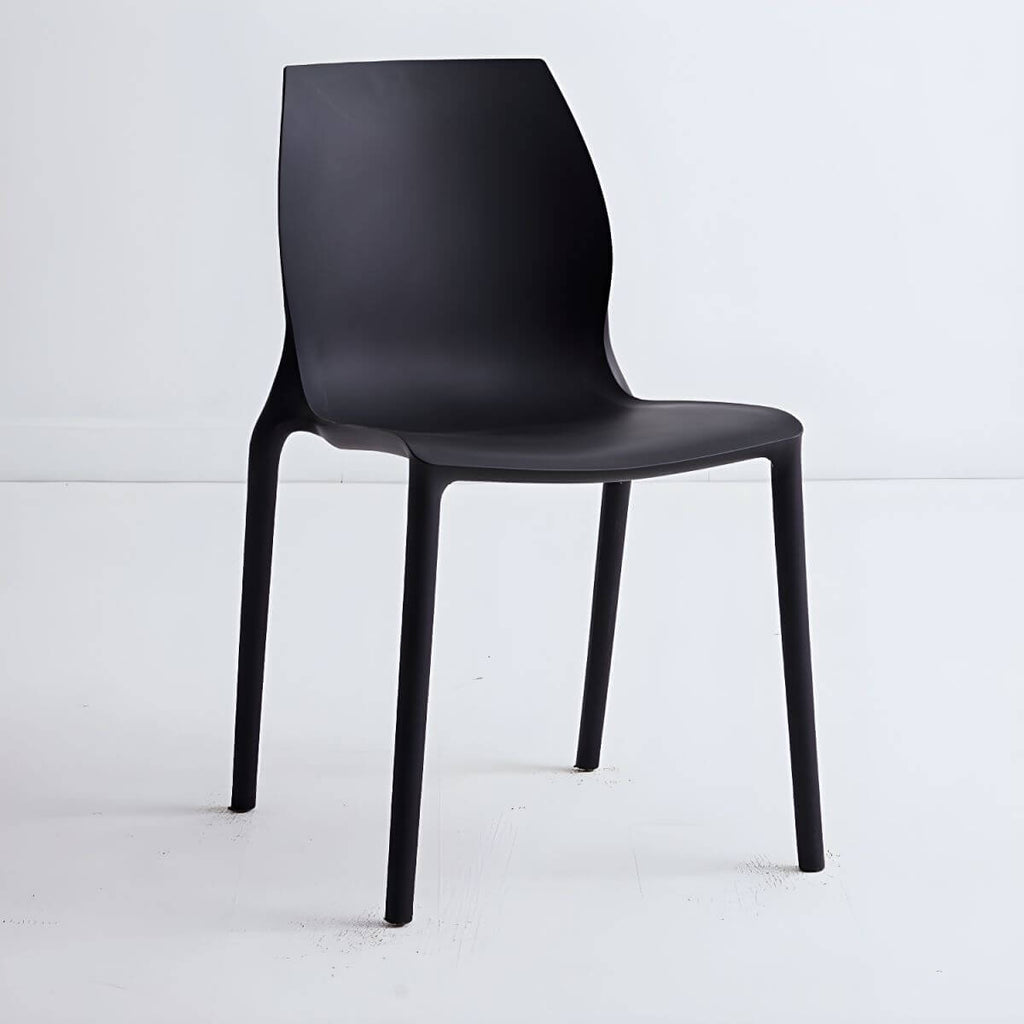 Stackable modern Scandinavian plastic and acrylic chair for kitchen and dining use