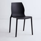 Stackable modern Scandinavian plastic and acrylic chair for kitchen and dining use