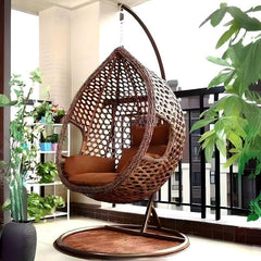 Tropical Magenta/Grey/Sepia Oxidation Resistant Basket Alloy Framed Porch Swing with Stand, Pads and Chain, Stand Included Porch Swings
