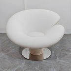 High-back modern papasan chair with linen blend upholstery and reclining feature