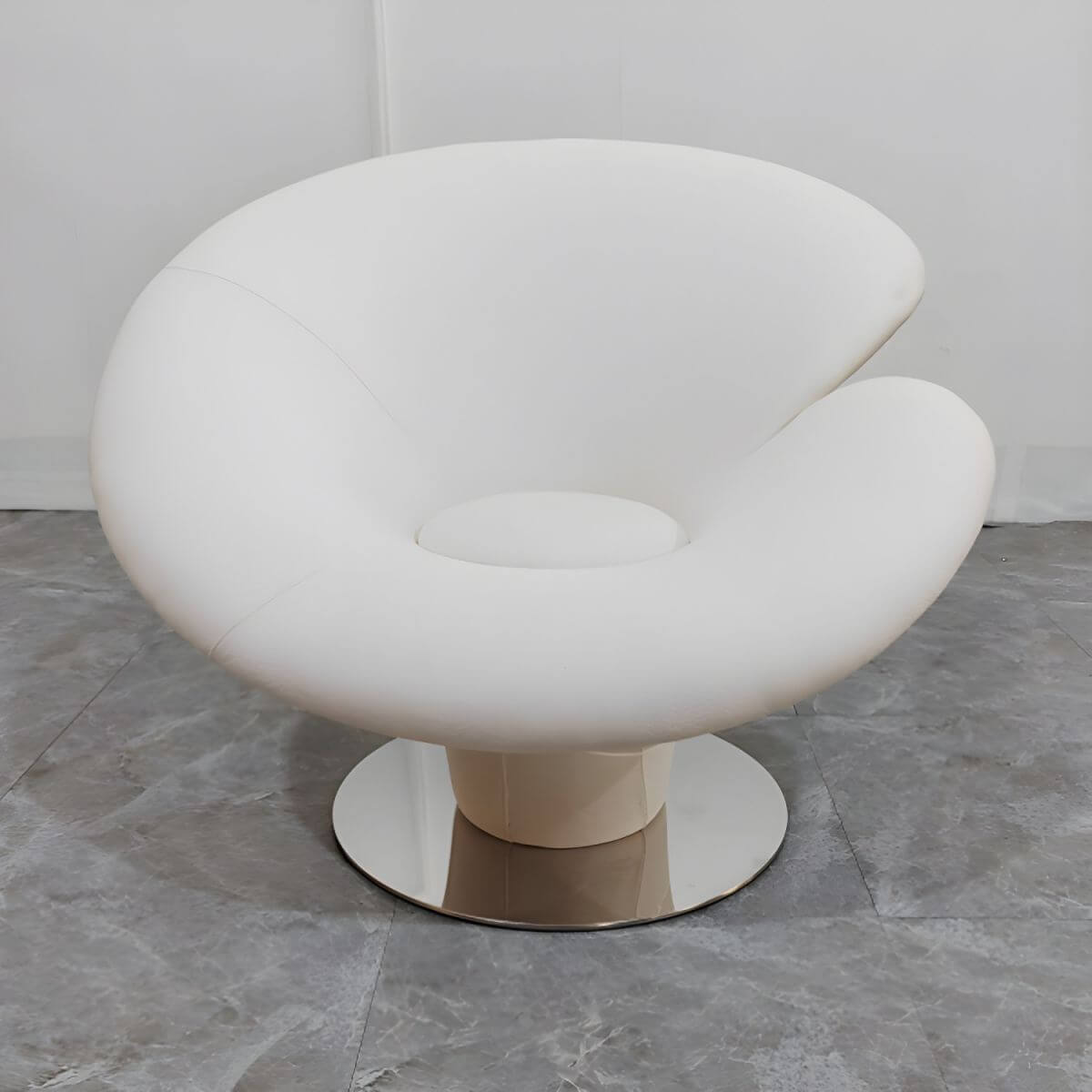 High-back modern papasan chair with linen blend upholstery and reclining feature