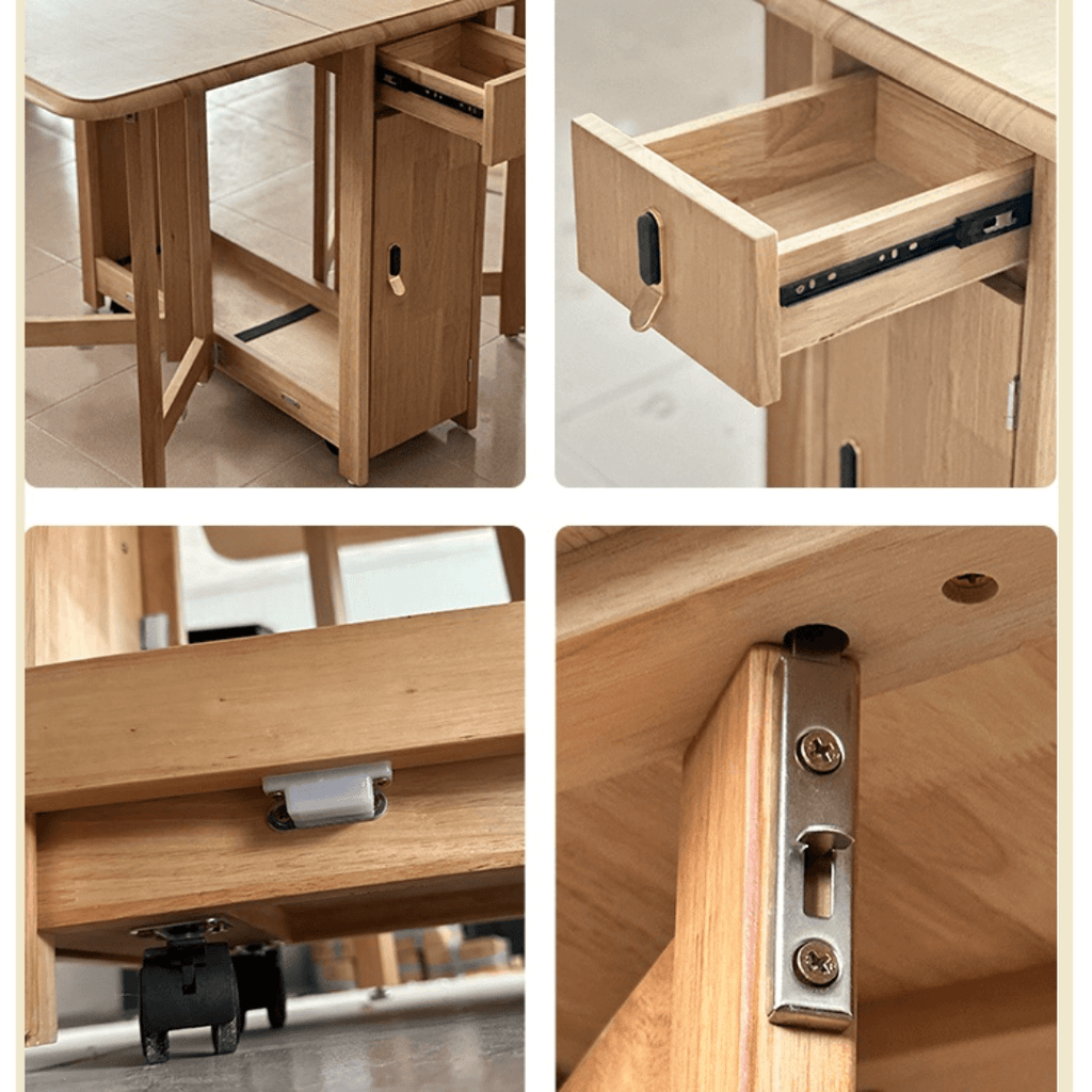 Scandinavian-inspired folding table designed to save space, ideal for family meals and gatherings