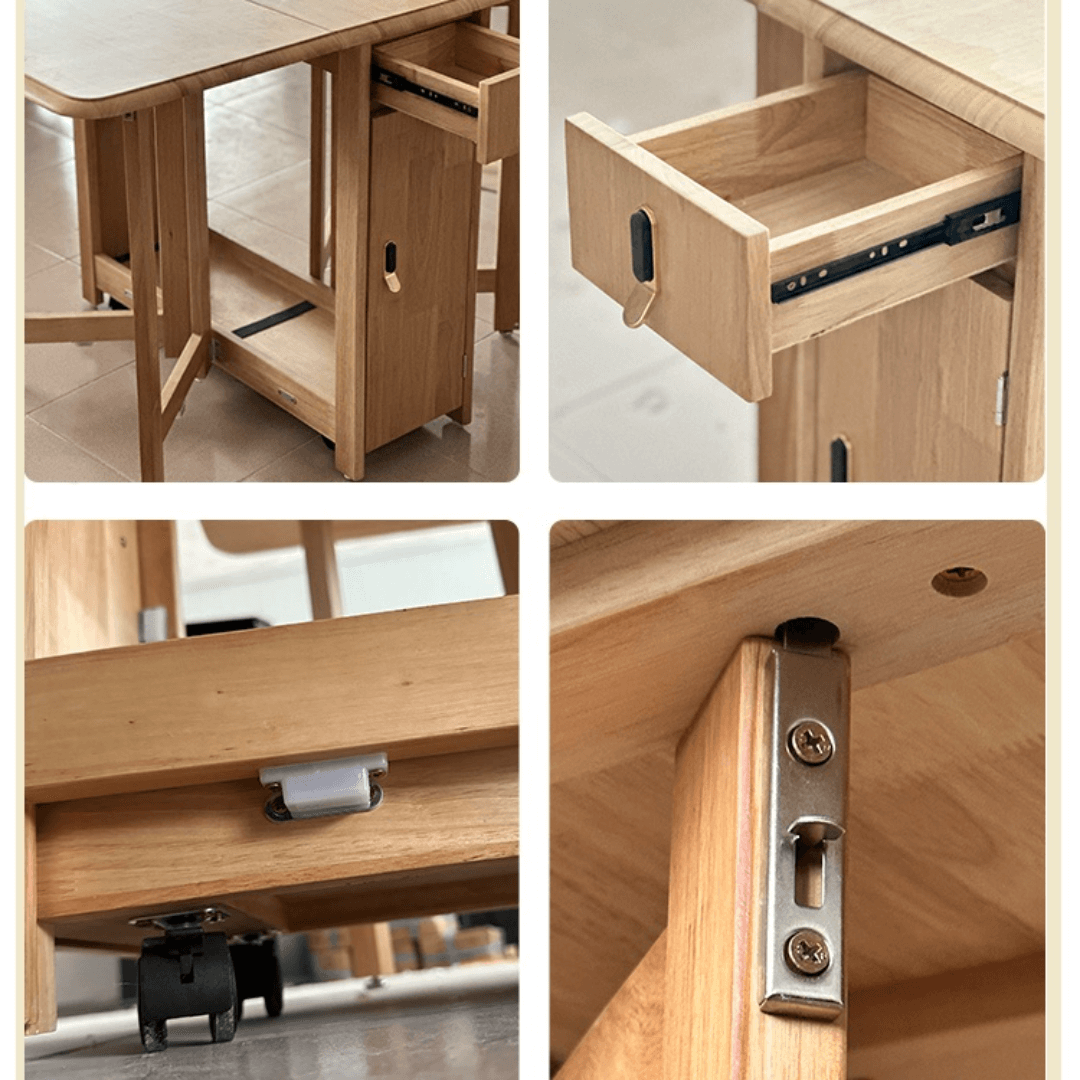 Scandinavian-inspired folding table designed to save space, ideal for family meals and gatherings