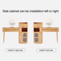 Wooden Makeup Vanity Table Large Capacity with Side Cabinet and Drawers