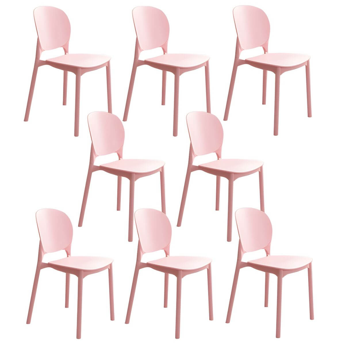 Stackable Scandinavian side chair with open back made of plastic and acrylic for dining