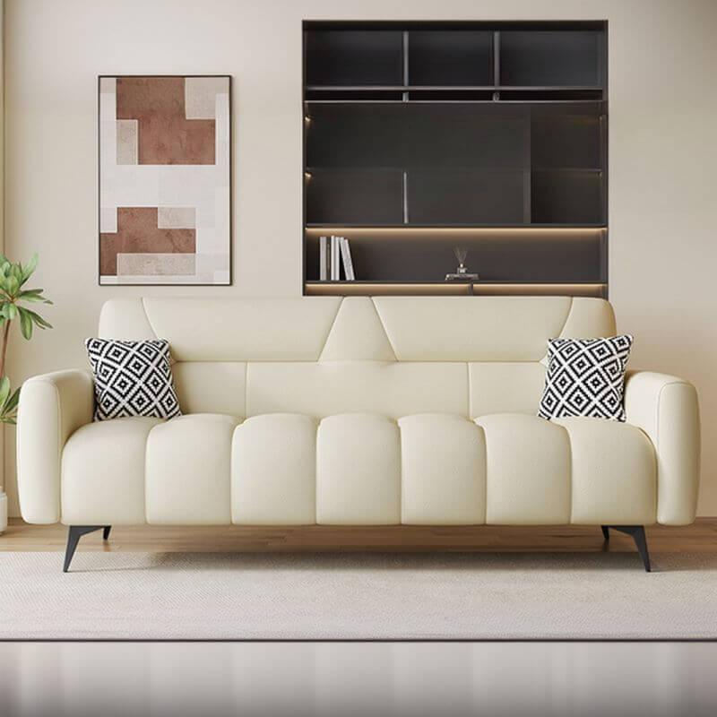 Synthetic Leather Arm-Included Grey Standard Sofa, Grey, Sponge, 83"L x 28"W x 33"H