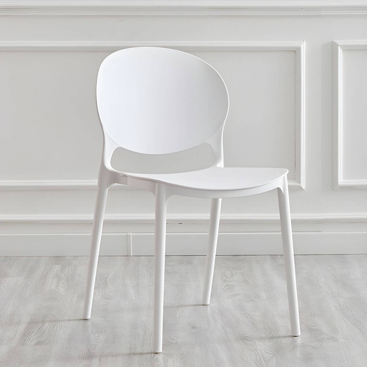 Modern acrylic dining side chair with open back, 32 inches tall, ideal for restaurant seating