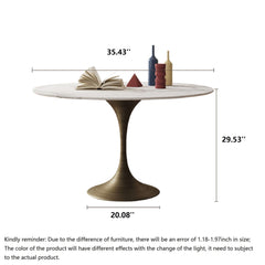 Luxury Round Dining Table and Chair Set with Sintered Stone Tabletop