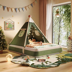 Lit Tente Rembourré pour Enfants à Thème Noël – Espace de Jeu et de Repos Sécurisé et Festif