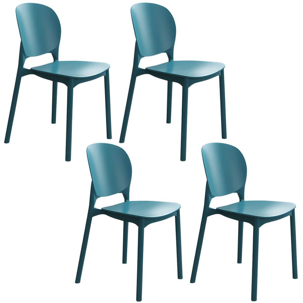 Stackable Scandinavian side chair with open back made of plastic and acrylic for dining
